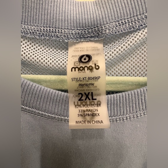 Mono B Sky Blue mesh back, hi-low split side top - Picture 6 of 6